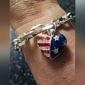 ❤🤍💙Heart Locket Bracelet, 7.5" length